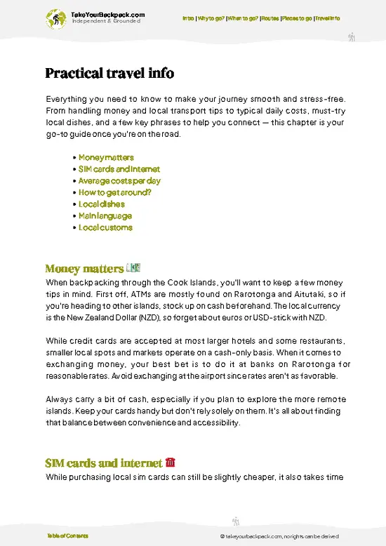 example page 7 from our offline Travel Guide for Cook Islands